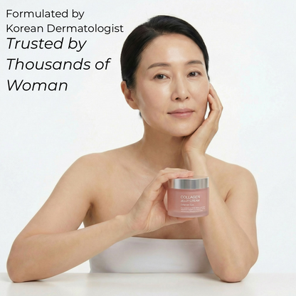 Woman holding a skincare product with text about dermatologist formulation and trust by women.